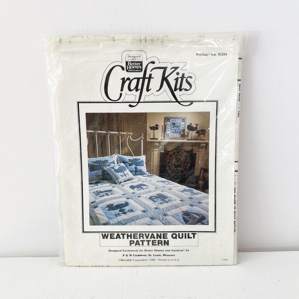 Better Homes and Gardens Weathervane Quilt Pattern Blue White Vintage 1983 01294